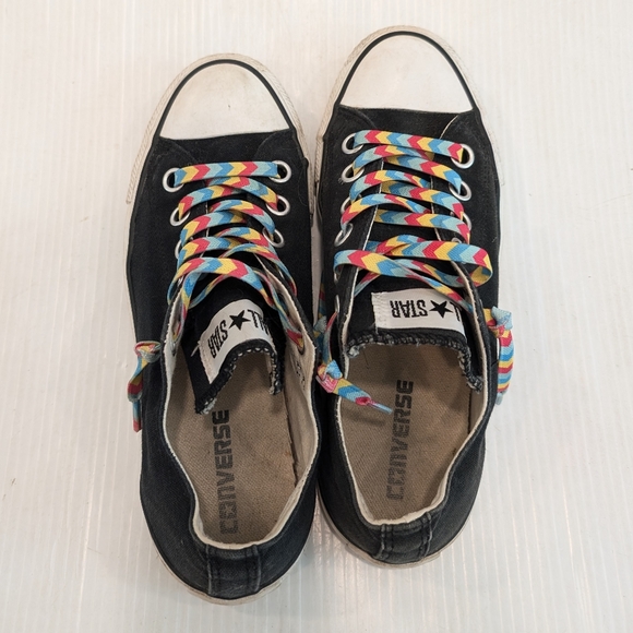 CONVERSE black canvas low top no tie sneakers size 8 - Picture 4 of 11